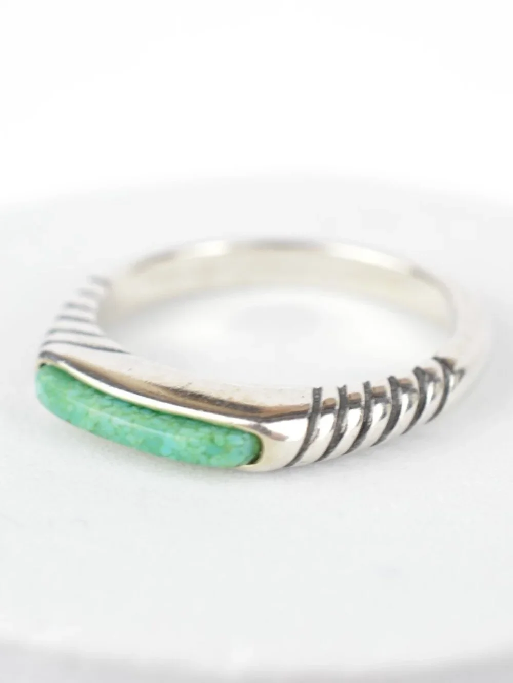 Carolyn Pollack Relios Sterling Silver Turquoise Inlay Stacker Band Ring Size 6